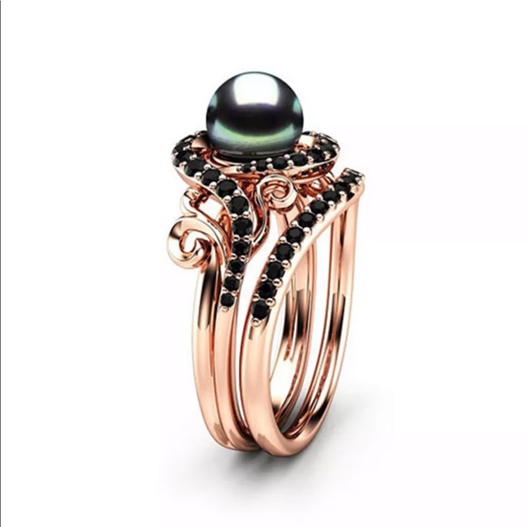 TahitIan Pearl 18KT Rose Gold Filled Blk Sapphire - Picture 3 of 7